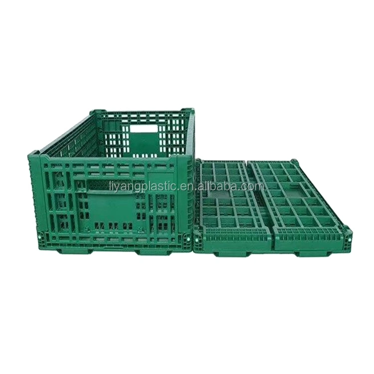 Collapsible Box Foldable Container Plastic Crate Storage Green Color