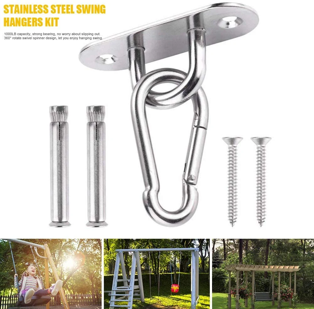 Kit de colgantes de acero Hangers-Stainless columpio columpio Hamaca Spinner giratorio de perchas Camping Parque Infantil de primavera para porche Playset adjunto