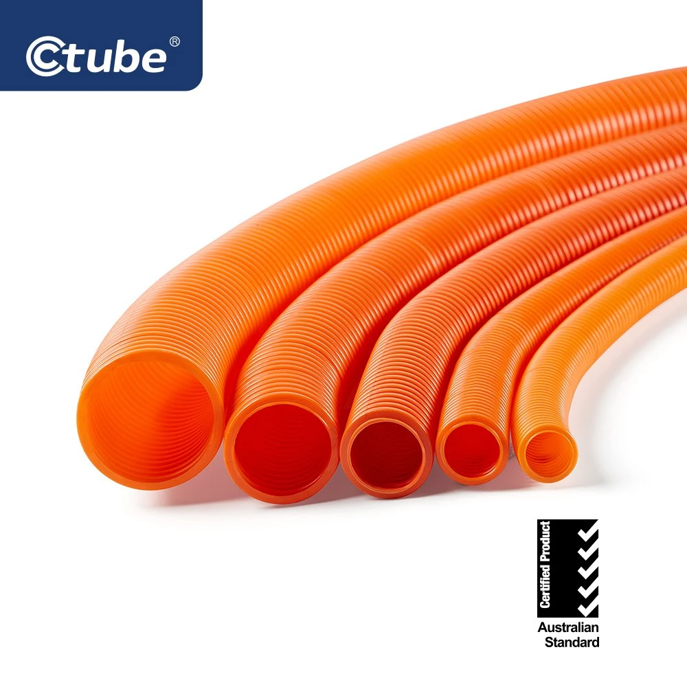 Heavy Duty Flexible Plastic Corrugated Tube with Orange PVC