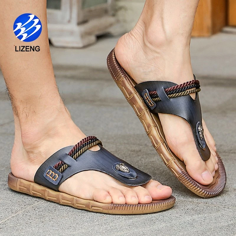 Men Shoes Flip Flops Fashion Design Sandals Leather Classic Roman Slippers Mens Slipper Male Beach Sandals Zapatos