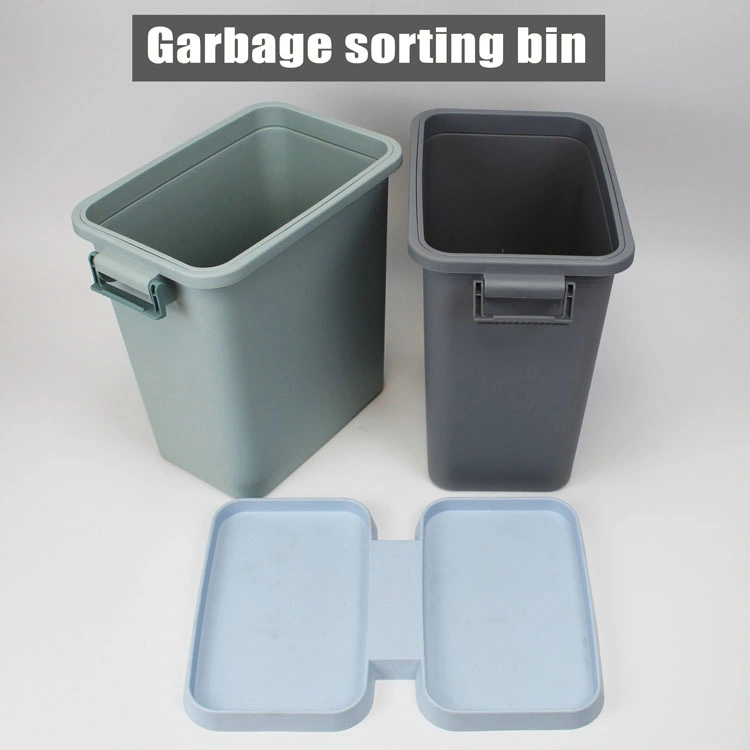 New Design 2 Separate Bucket Eco-Friendly Garbage Dustbins Customized Color Plastic Trash Can for Office and Household