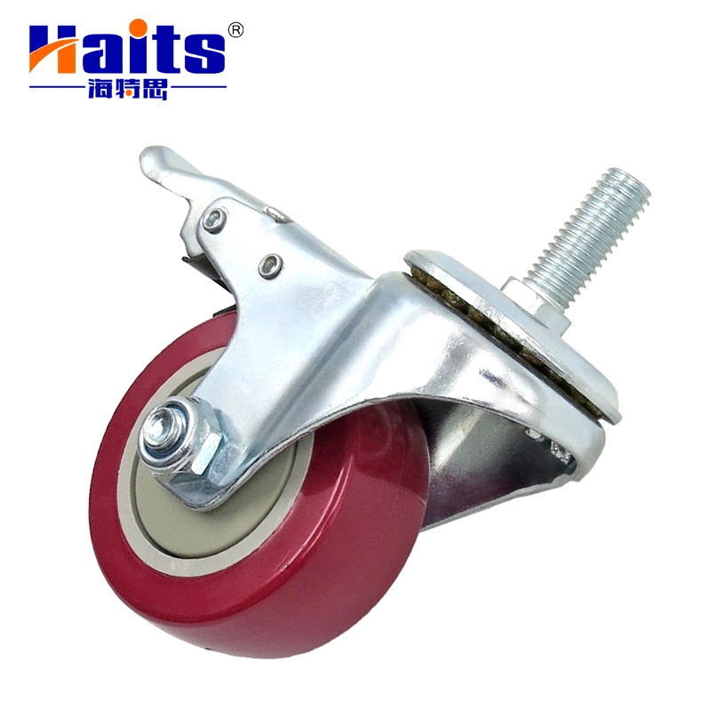 Furniture Hardware Factory Usage Threaded Caster with Double Brake