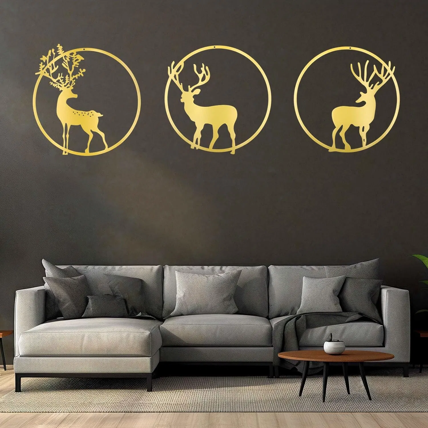 3 Pieces Minimalist Abstract Deer Modern Line Drawing Wall Art Decor