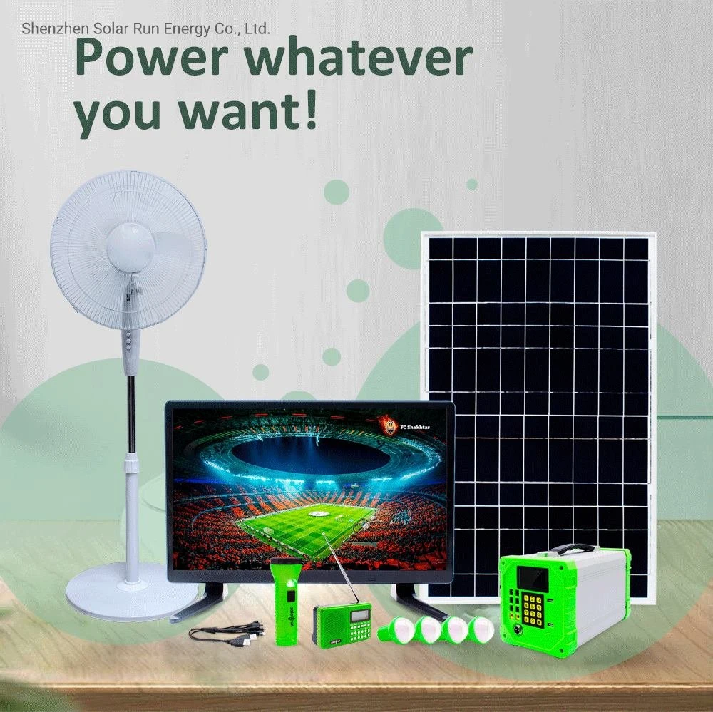 Sistema de TV solar Power Energy Light Kit Plus &amp; Iluminação e ventoinha, computador e rádio e lanterna
