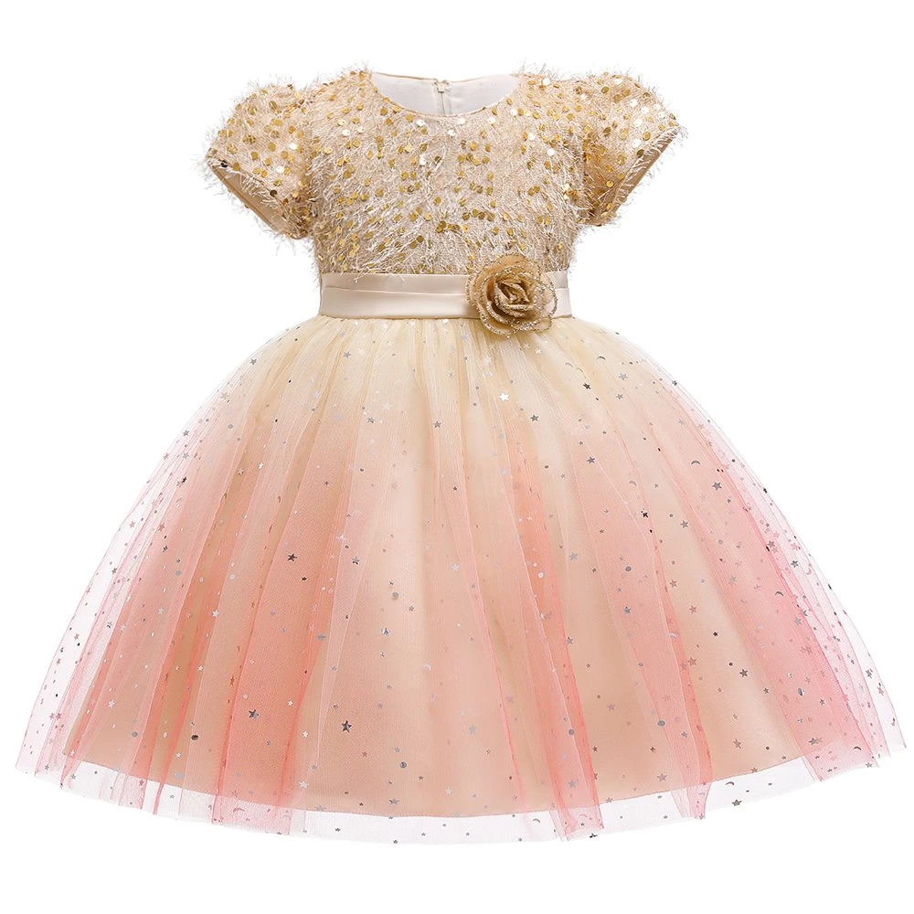 2021 Baby Wear Girls Party Garment Ball Gown Princess Frock Twinkle Lace Sweet Dress