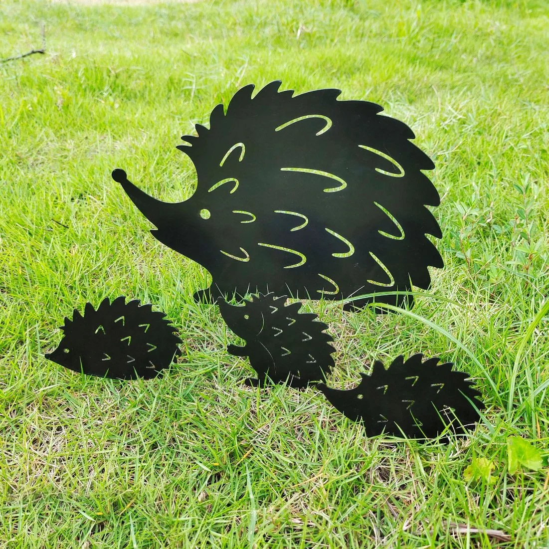 Hedgehog Silhouette Animal Garden Stake S/4