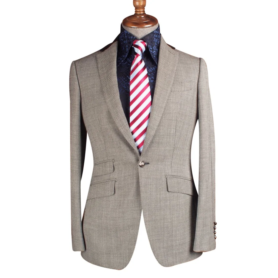 Black Striped Classic Business Jacket 100% Wool Woven Men Suit