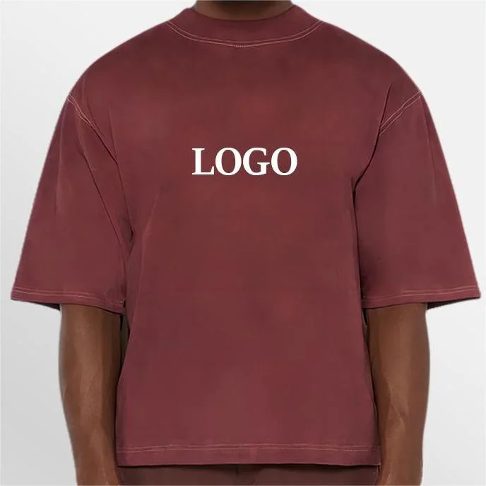 Ropa de calle de alta calidad Accesorios Camisetas de algodón a medida Gráfico Vintage Drop hombro Blank Heavyweight Camiseta unisex de corte cuadrado