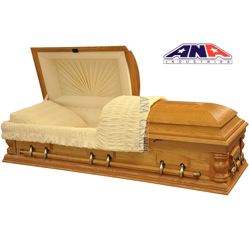 American Style Solid Poplar Funeral Wooden Casket