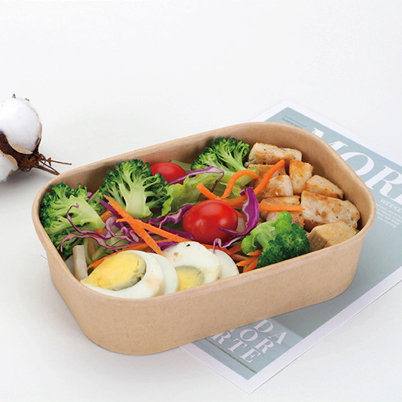 Square Custom Printed Multi-Size Takeaway Paper Salad Bowl with Lid