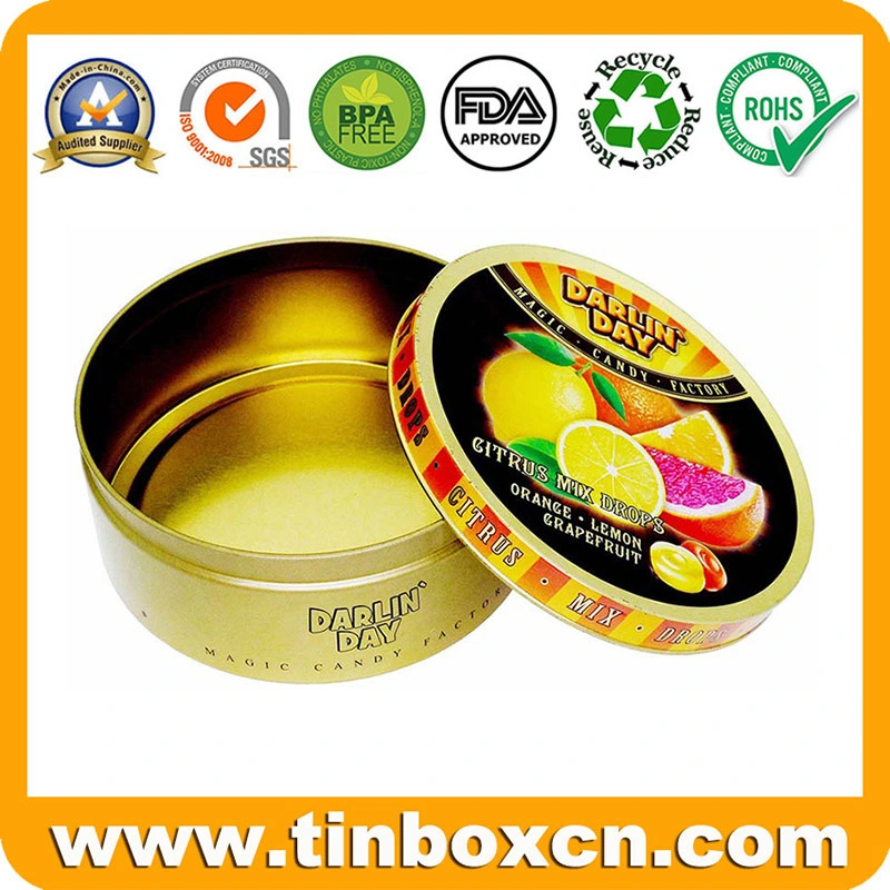 Food Packaging Metal Round Can Chocolate Cookies Candy Tin Box