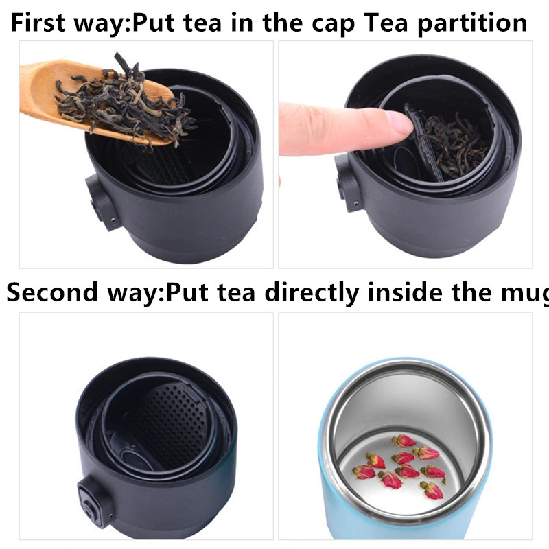 Sin BPA de acero inoxidable taza taza de té vacío po de café