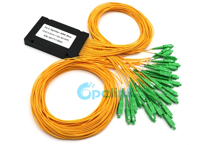 1X32 PLC Splitter, 2.0mm Sc/APC, ABS Box Package for FTTH