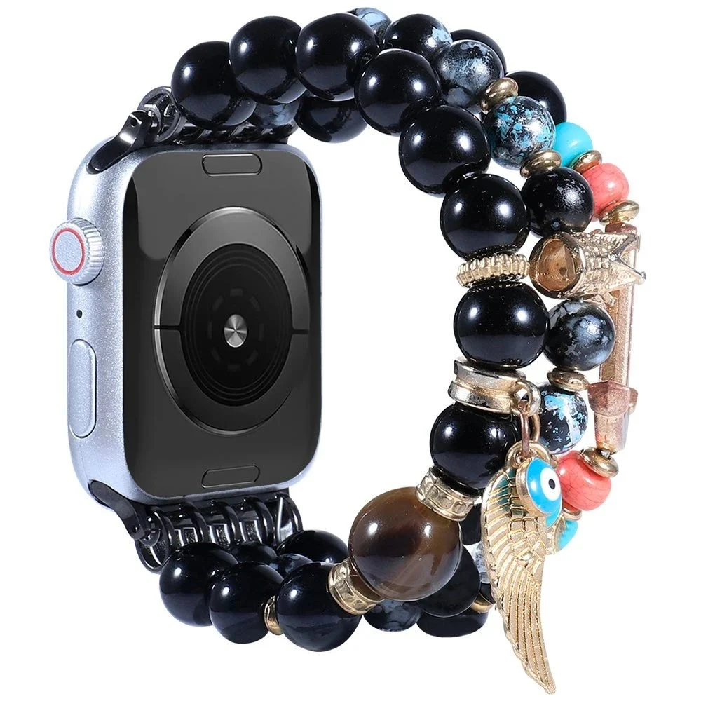 Joyería de reemplazo de bandas de pulsera de pulsera de elastic con abalorios Accesorios de pulsera para Apple Watch Band 7/se/6/5/4/3/2/1 38mm 44mm 41mm para iWatch Band