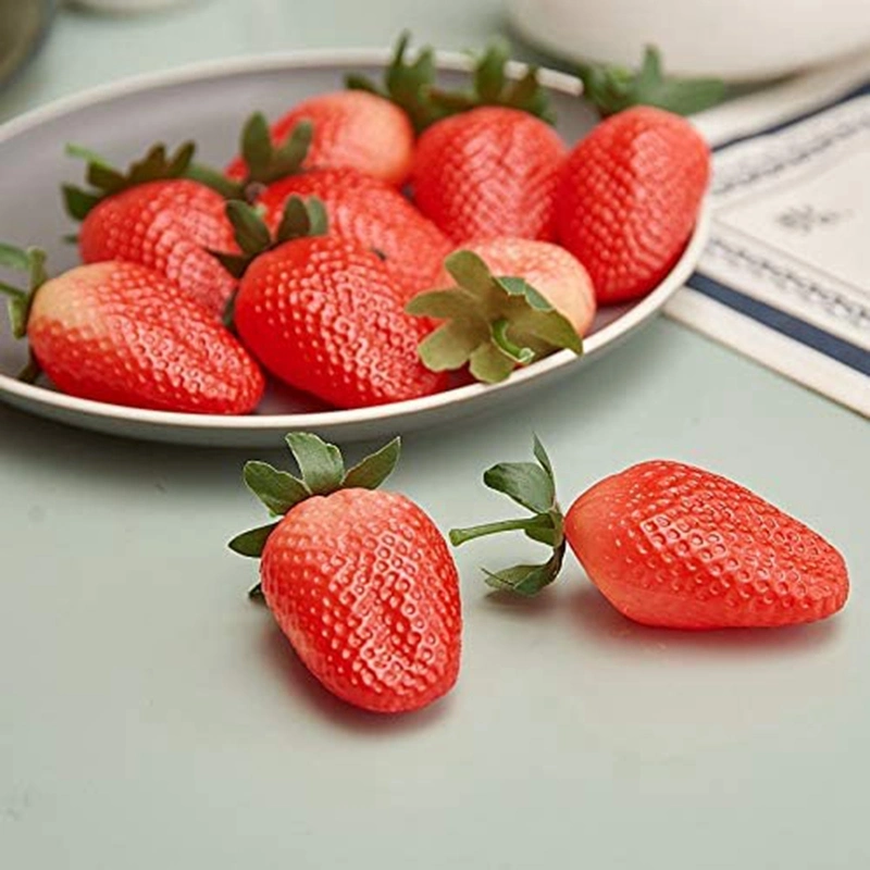 12PCS Simulation Artificial Lifelike Big Strawberries Set Fake Fruit for Home House Kitchen Party Decoration