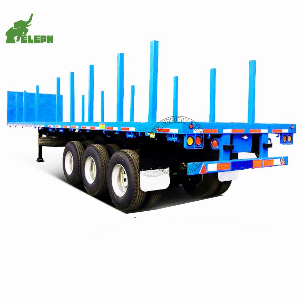 Tri-Axle 20ft 40ft 45ft Estaniones de transporte contenedor Madera plana Log Remolque de transporte con estaca