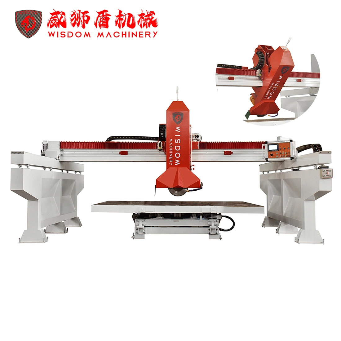 Low Price Auto PLC Stone Cutting Machine Bridge Type Infrared Laser Marble Table Saw with Bevel Cut and Chamfering Miter Cutter Machinery Wsd625m