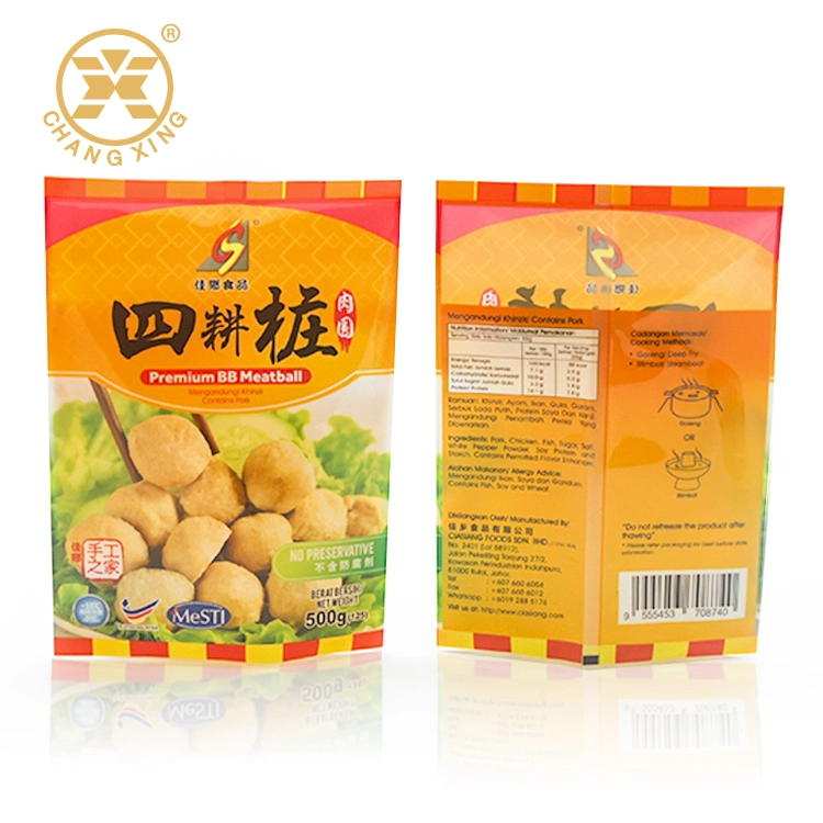 Impresos personalizados Dumplings congelados alimentos coloridos Snack herméticamente envasado bolsas con Zippe