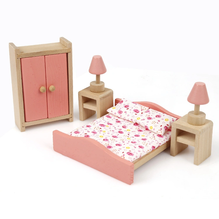 Luxury Bedroom Toy Doll House Child Mini Kid Wood Furniture Toy