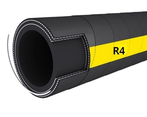 Customized Black Wrap Surface R4 Hose Industrial Water Oil Suction and Delivery Rubber Hose with High Pressure