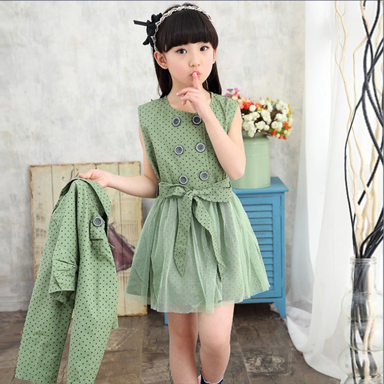 High Quality Lace Fabric and Cotton Lining Sleeveless Children Clothes