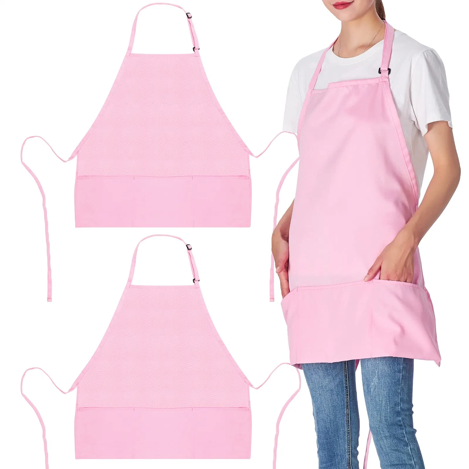 Prix de gros 3 poches Amazon réglable Bestsellers Bib Femmes Hommes Tablier de Cuisine