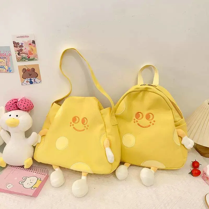 Fromage jaune sac à dos Sacs de toile de l'école pour les étudiants de bande dessinée de grande capacité des femmes sac à dos Sacs de voyage Cute Kawaii 2023 Nouvelles