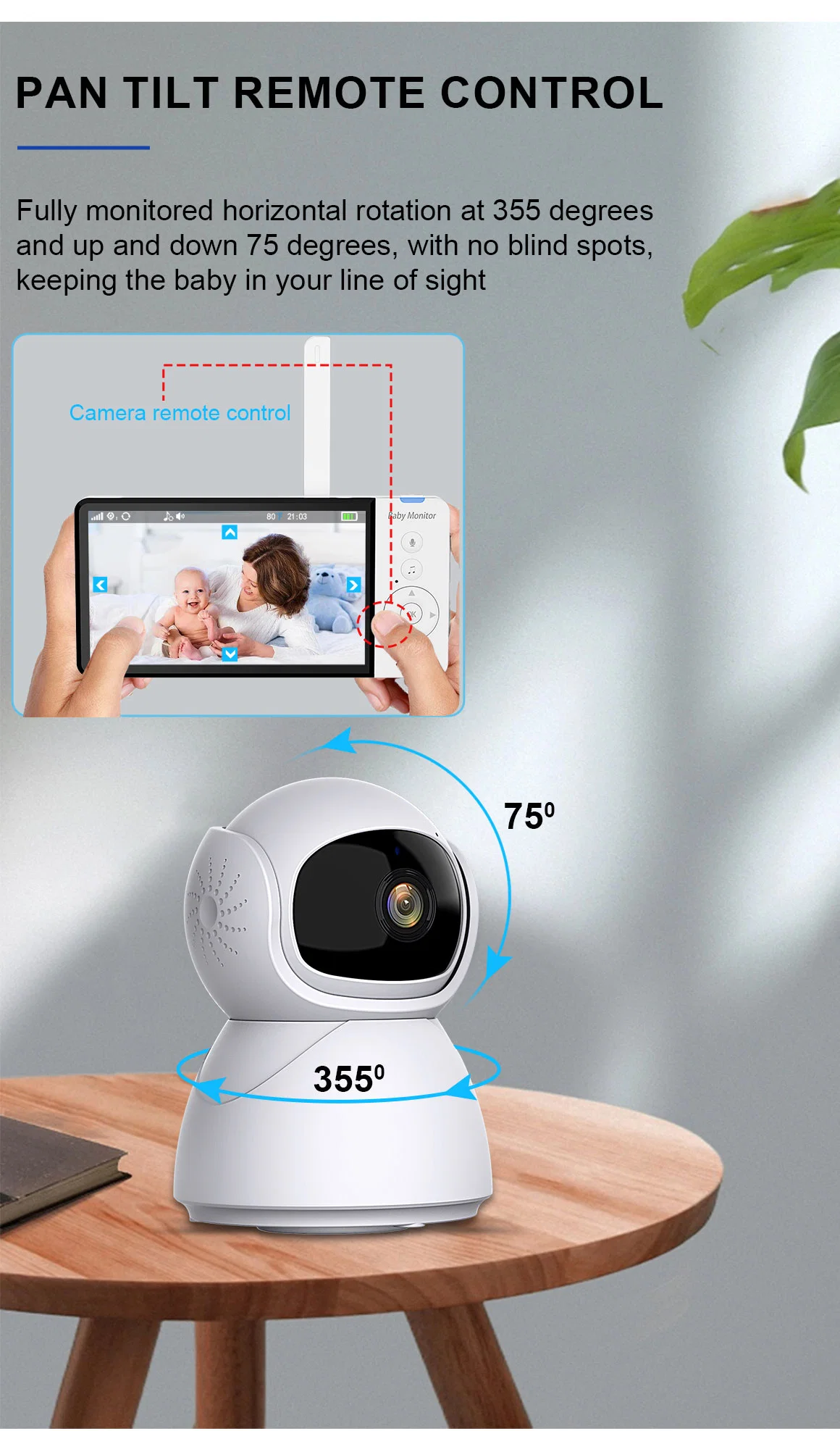 New 5" IPS Baby Monitor with Smart Camera Surveillance Two Way Talk Night Vison LCD Display Baby Monitoring Camera