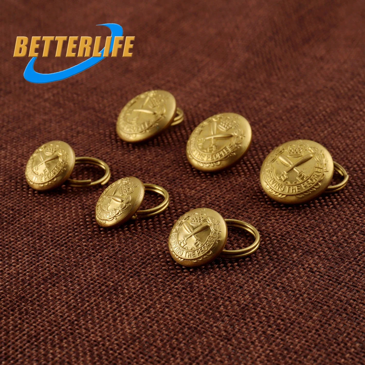 Custom Manufacturer No MOQ Wholesale/Supplier Custom Embossed Brass Gold Plated Metal Shank Button for Clothes Coat Garment Jacket