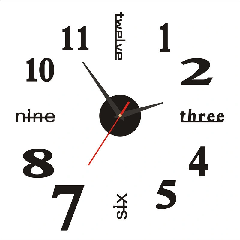 Cross-Border Black Creative Silent Simple DIY Living Room Three-Dimensional Wall Clock