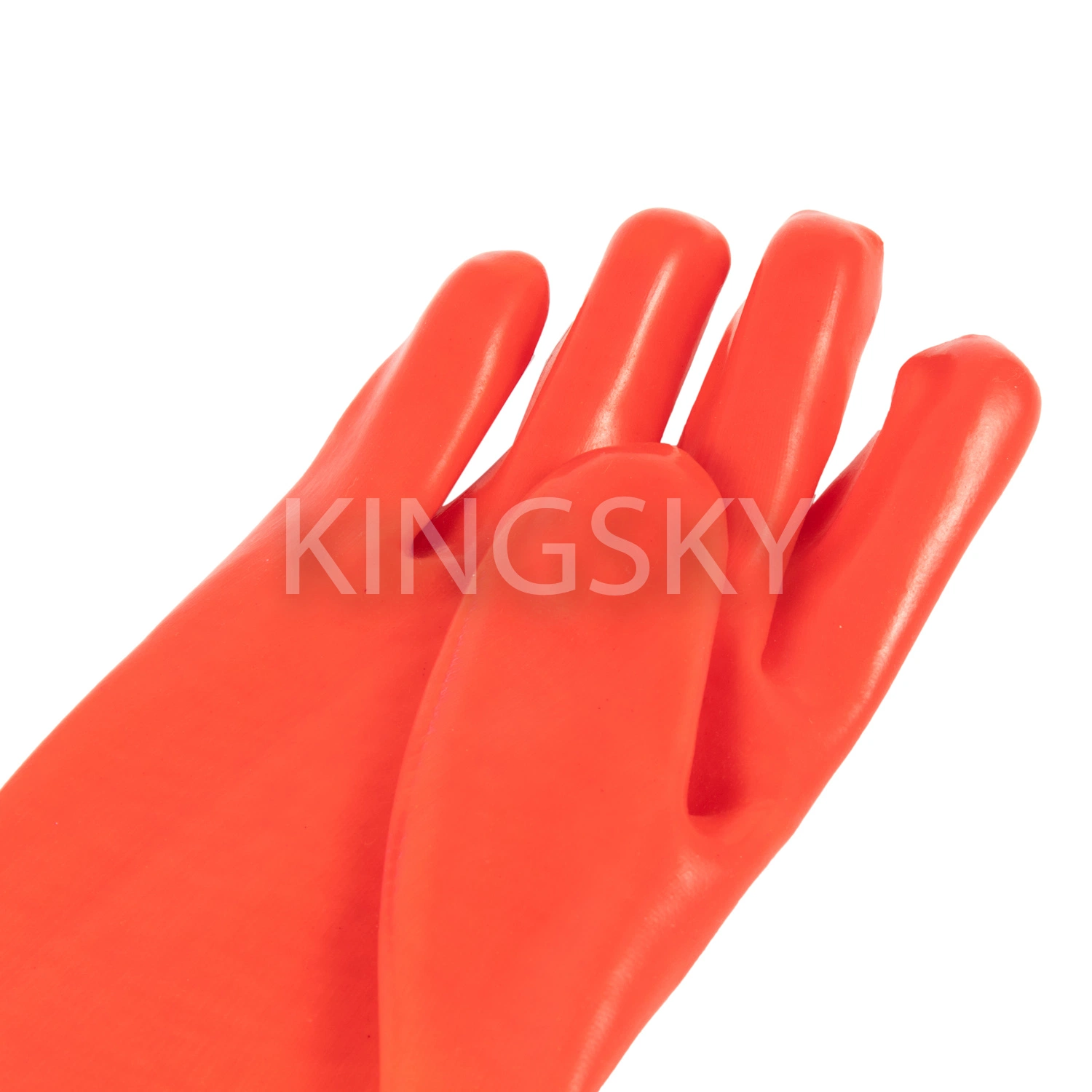 Gants en PVC de couleur rouge avec manchette de Guantanlet résistance chimique Gants certifiés ce