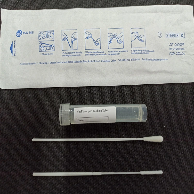 Muestra oral/de garganta desechable recogida hisopo nasal Nailon estéril flocado nasofaríngeo Hisopo para la prueba de diagnóstico rápido médico