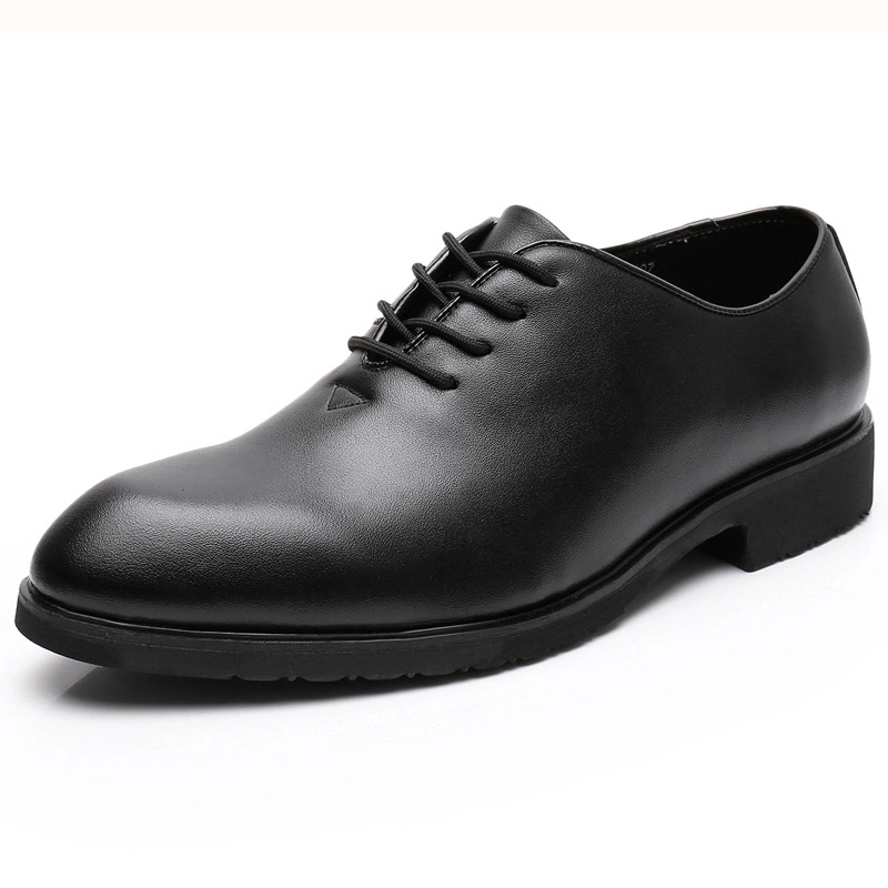 Customize Black Leather Work Soft Outsole Comfortable Wear Round Toe Commuter Interview Hotel Shoes