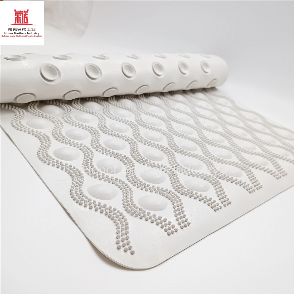 Custom Silicone Rubber Non-Slip Textured Shower Bath Tub Carpet Antiskid Mat with Strong Suction Cups