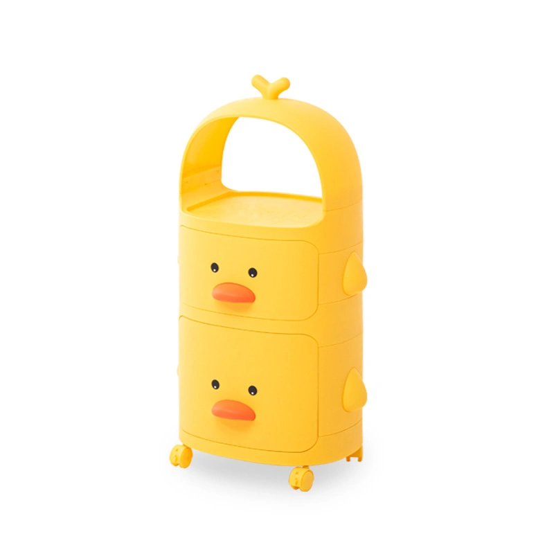 "Little Yellow Duck Children's Cartoon Drawer Storage Cabinet - Multi-Layer Plastic Organizer for Household Items, Toys, and Miscellaneous