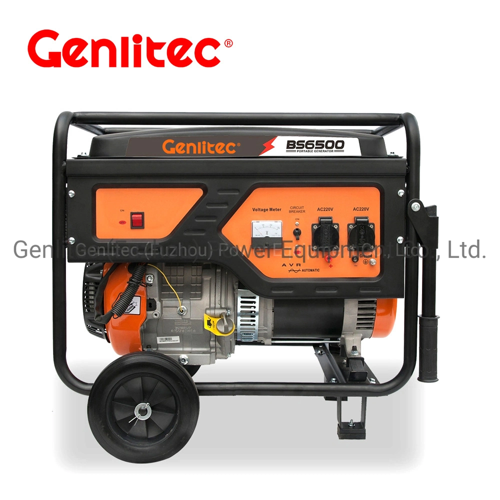 Genlitec Power 6500W luftgekühlter Einzylinder 15HP Benzinmotor Generatorsatz