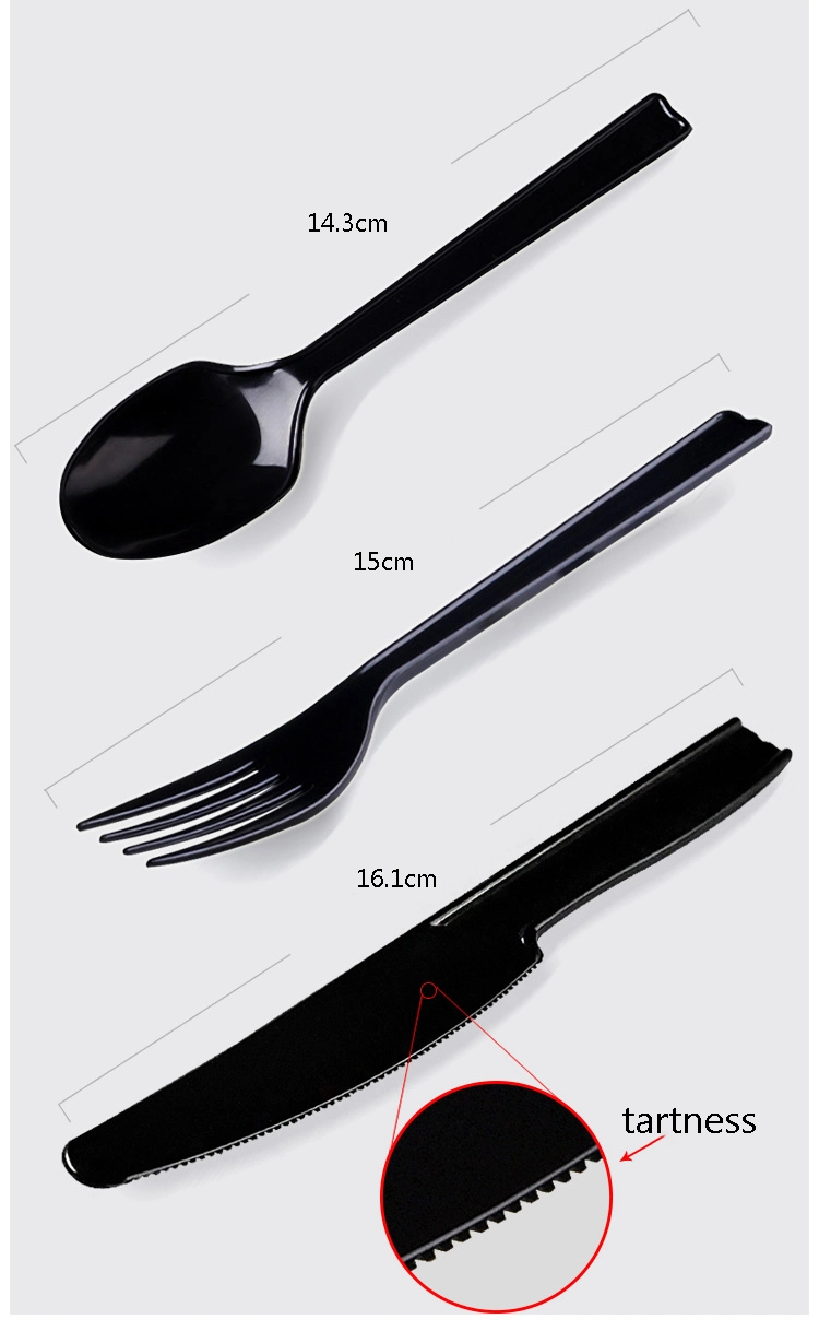 Disposable Tableware Black Knife Dinner Spoons Serving Lengthen Plastic Forks