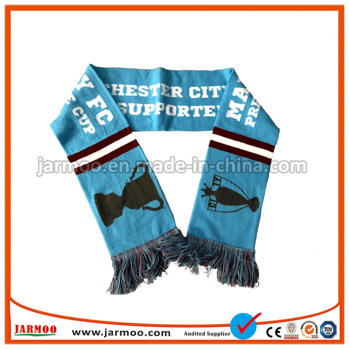 Manufacturers Custom Logo World Cup Acrylic Knitted Football Fan Scarf