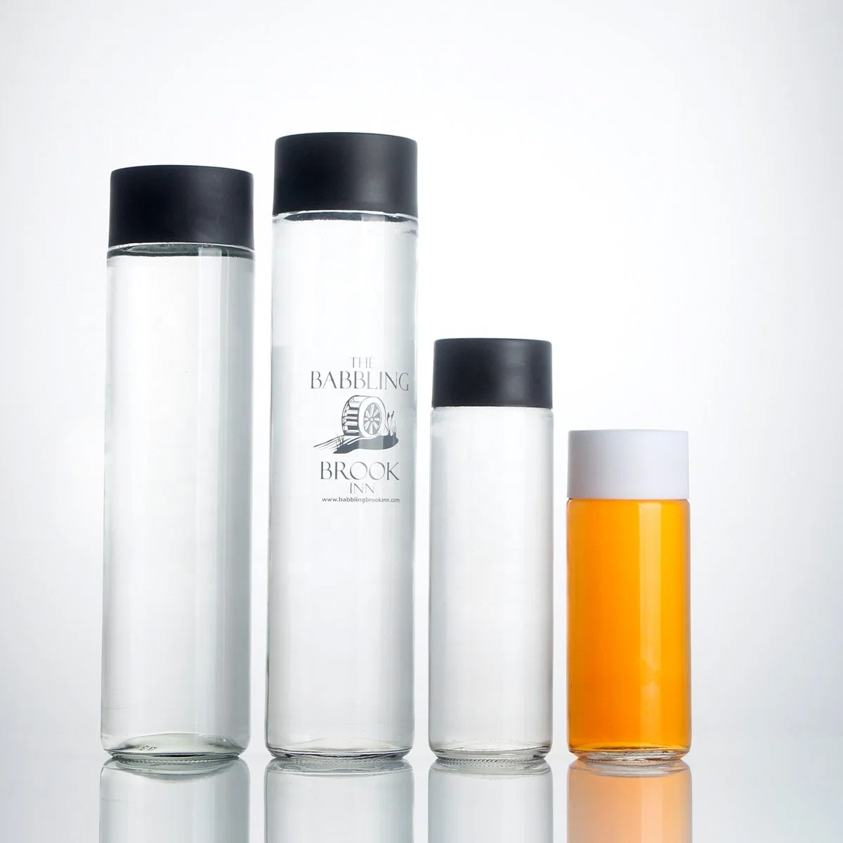 Cylindre de l'eau boisson de jus Boissons Lait bouteille en verre avec bouchon à vis en plastique 250ml 300ml 400ml 500ml 750ml