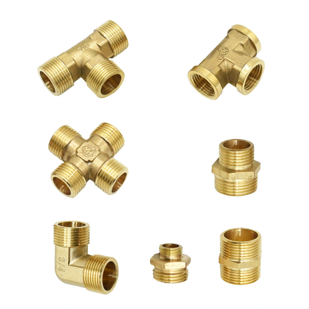 Asb Brass 1/4&ldquo; 1/2 3/4 1 Inch Male Female Thread Connector Elbow Tee Cross Water Manifold Repair Copper Fittings Reducing Connector