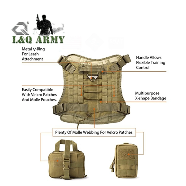 Tactical Military Dog Vest Harness Without Molle Pouches