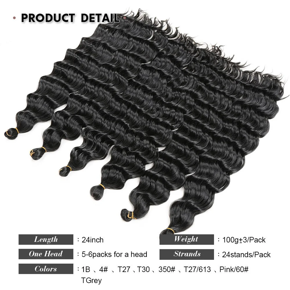 Extensão de cabelo sintético longo onda Saúde cabelo crochet torção profunda