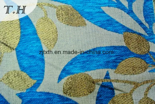 Colorful Leaf Shape Design of Chenille Jacquard Sofa Cloth