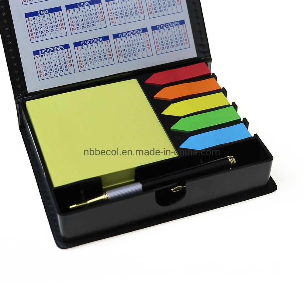 Benutzerdefinierte Memo Pad PU-Leder Cover Haftnotiz mit Stift Setzen