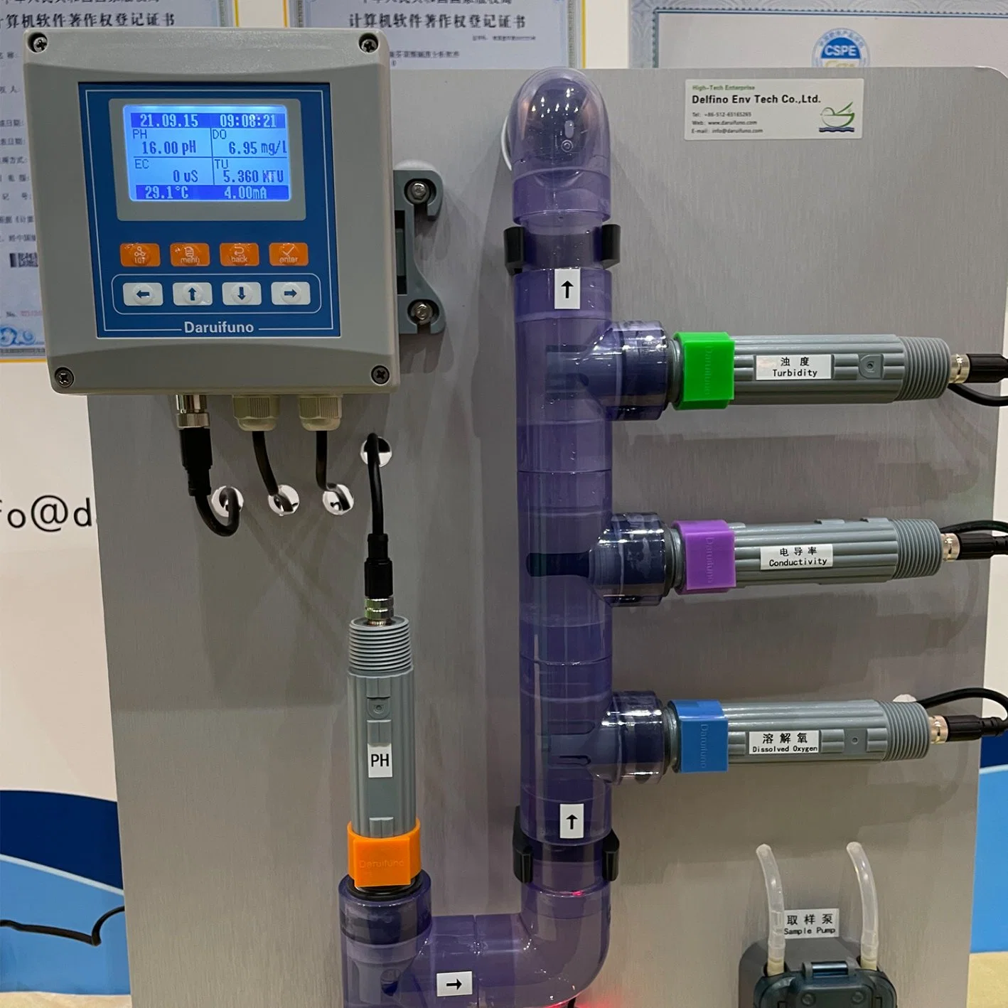 Écran LCD numérique d'oxygène dissous pH ORP/Ec/. Analyseur de COD/N/mètre, avec ce