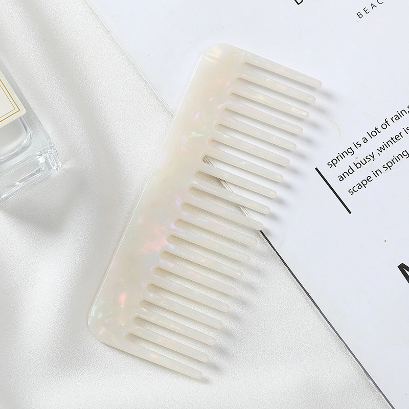 Hot Selling 4mm Wide Tooth Comb Cellulose Acetate Comb Custom Logo Detangling Anti-Static Acetate Plate Hair Brush Comb