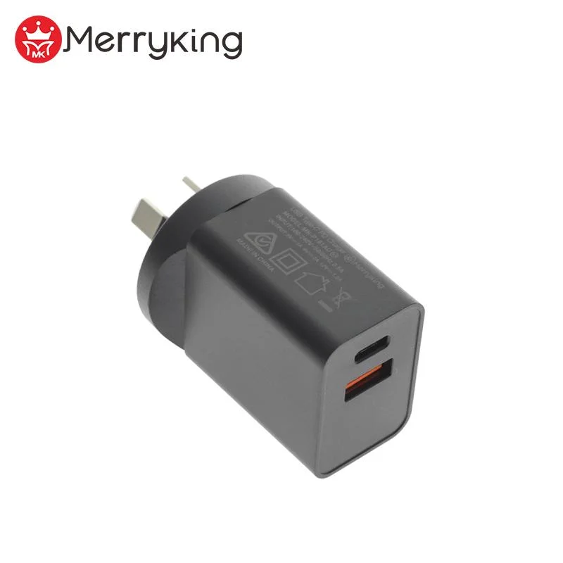 Austrália/Nova Zelândia Au para montagem de parede USB C adaptador de alimentação Pd QC 18W Tipo C Carregador