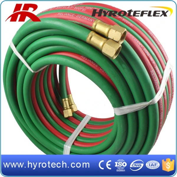 High Quality Red and Green Color Twin Welding Hose with Brass Fittings