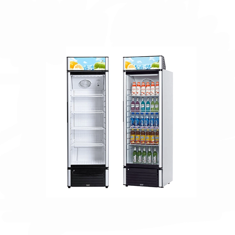 Venta de fábrica China 280L Refrigerador comercial de la pantalla de una sola puerta de vidrio vertical congelador para bebidas