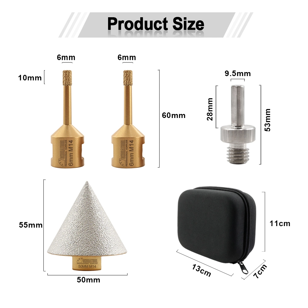 Oxford Set M14 Thread Vacuum Brazed Diamond Core Drill Finger Bit Chamfer Bit